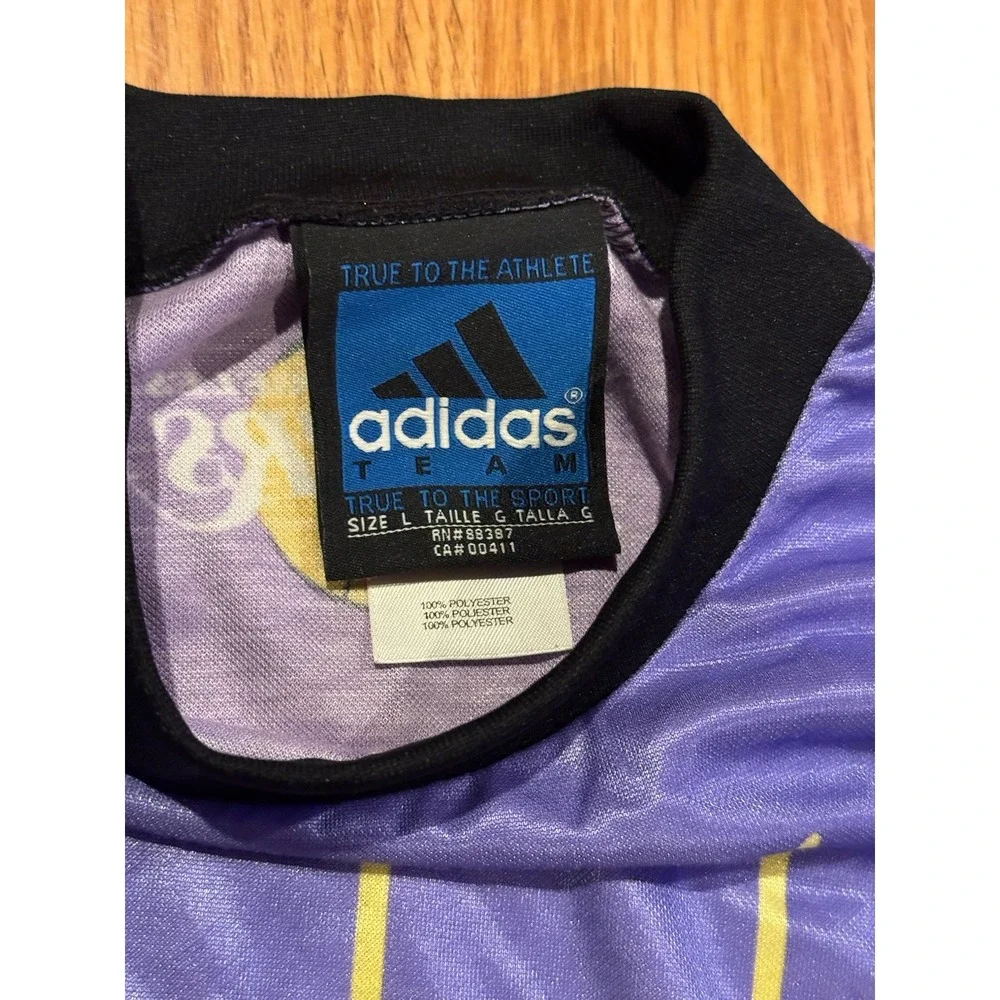 Vintage 90s Adidas Los Angeles Lakers Satin Soccer Jersey L Kobe Bryant Rare